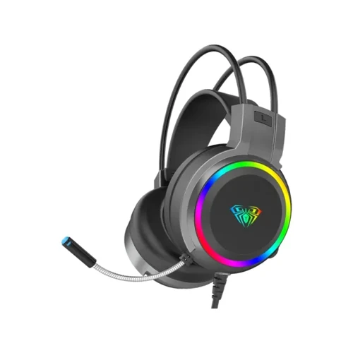 AULA S608 3.5mm Wired RGB Gaming Headset with Noise-Reduction Microphone